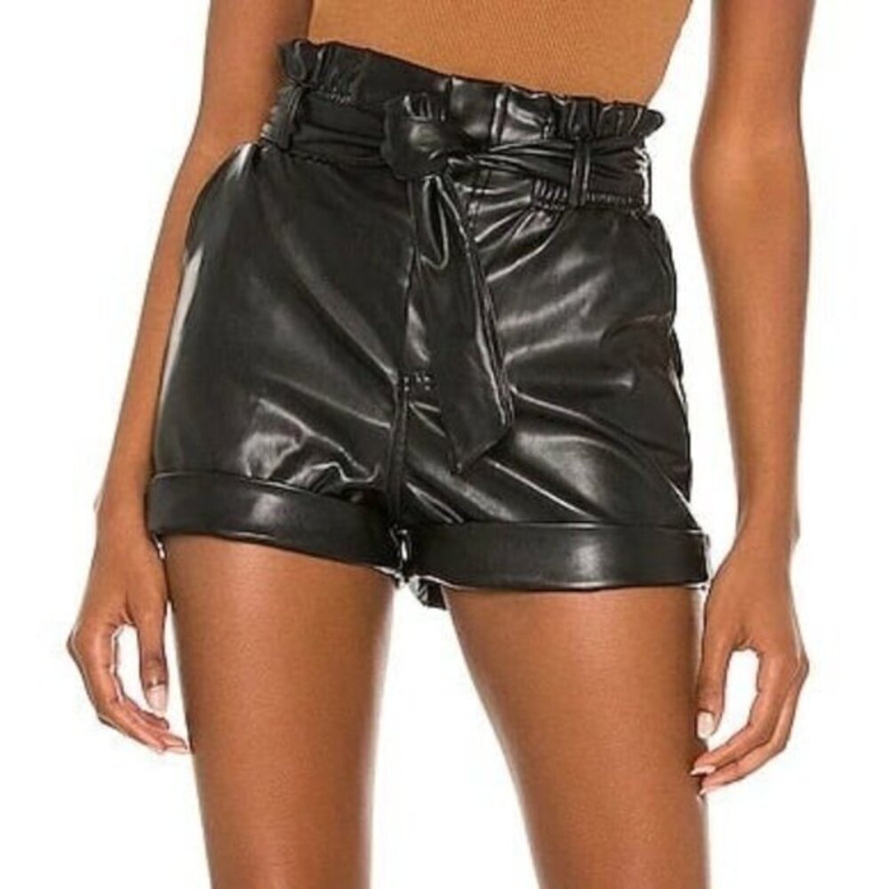 superdown Kenzie Faux Leather Short in Black